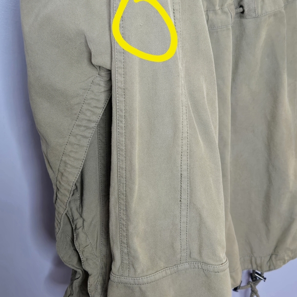 Go> by GoSilk Washable Silk Blend Hooded Jacket Open-Side Utility Anorak Olive - Picture 4 of 16